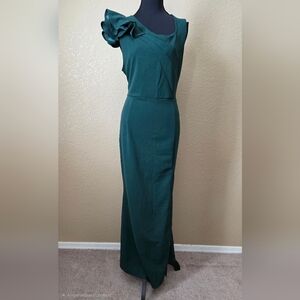 Ruffle Shoulder Evening Gown Dress Formal Night Wedding Prom Party Fancy Sz XL